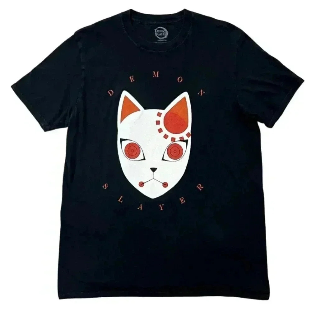 Demon Slayer Kimetsu no Yaiba Tanjiro Warding Mask Black T-Shirt  Men's L Manga